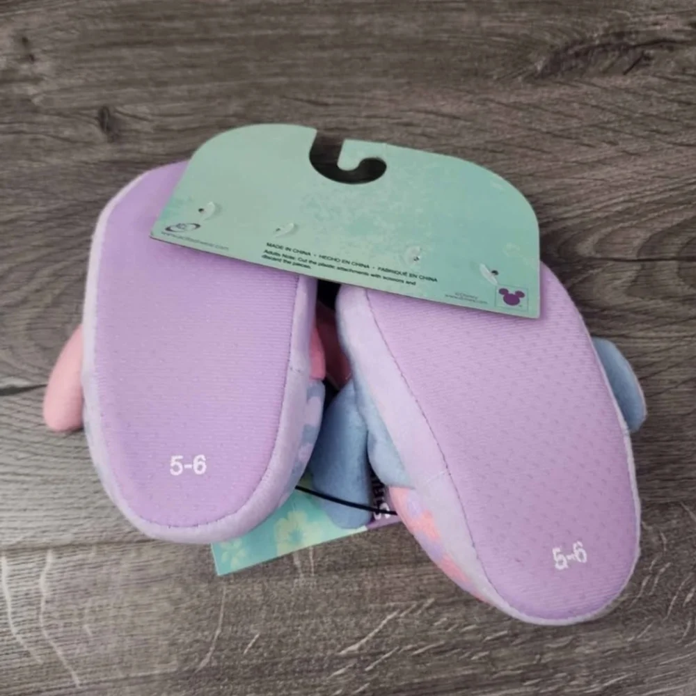 Disney Pink and Blue Stitch Kids Toddler Slippers Size 5-6 NWT